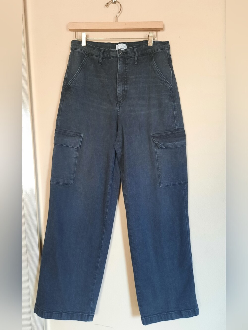 Jessica Simpson Dark Blue Wide-Leg Cargo Jeans